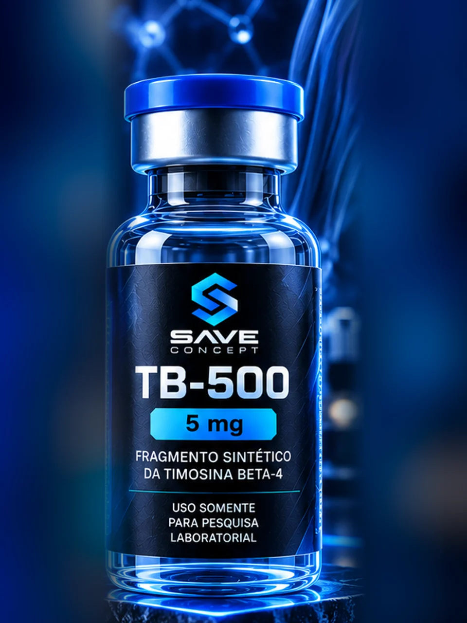 Frasco Save Concept TB-500 5mg, rótulo de uso somente para pesquisa laboratorial